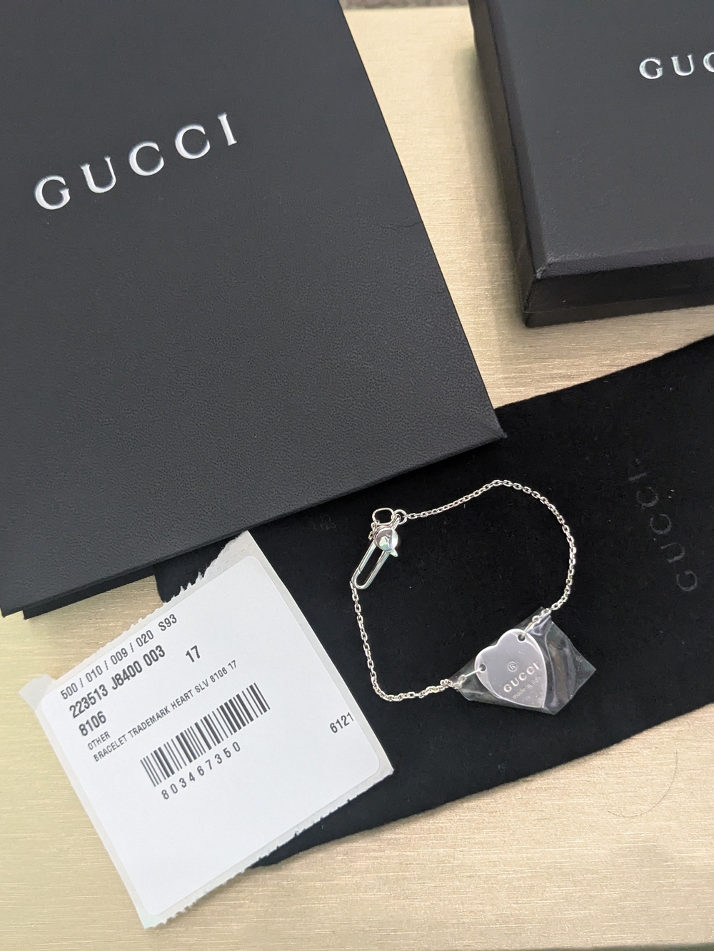 Gucci Silver Heart Trademark Bracelet - GUCCI Logo